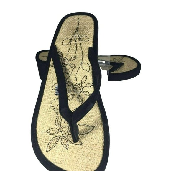 ESNY Womens Floral Flip Flop Platform Wedge Sandals Shoes Thongs - Picture 3 of 9